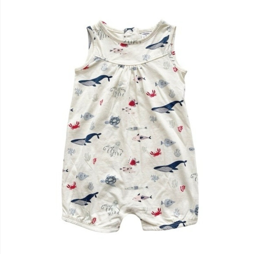 Nordstrom baby sea life romper, 0-3 months, 100% organic cotton